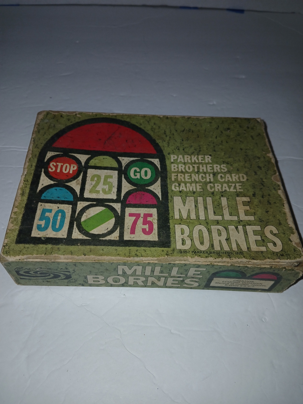Vintage Mille Bornes Card Game - Green All Original